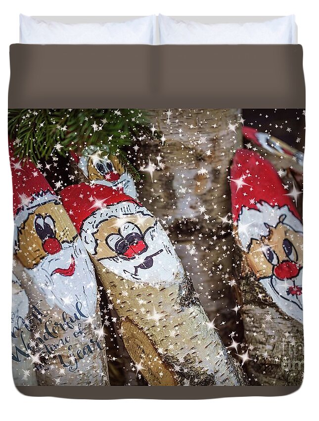 Wood Duvet Cover featuring the photograph Christmas Fun by Eva Lechner