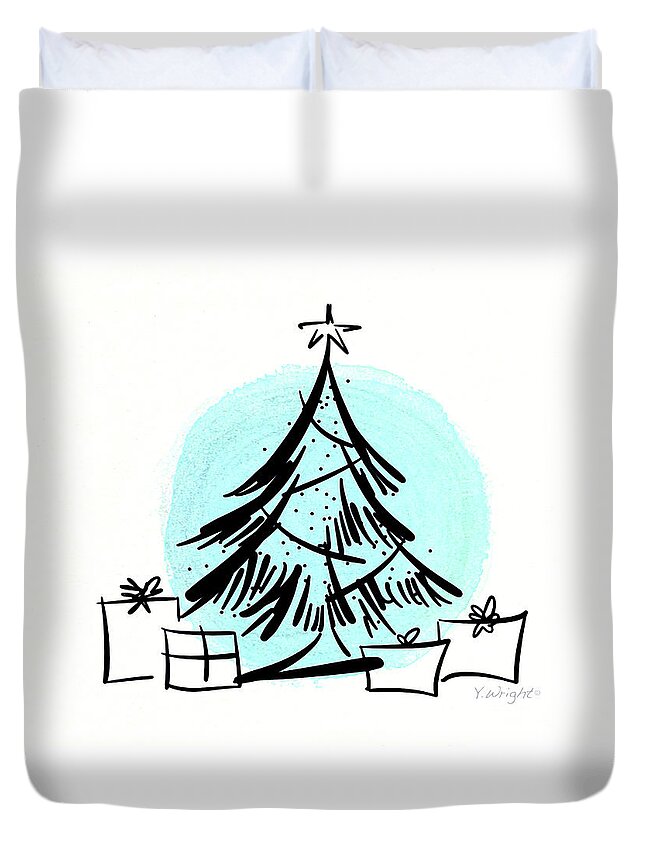 Drawing Duvet Cover featuring the digital art Christmas Greetings by Yvonne Wright