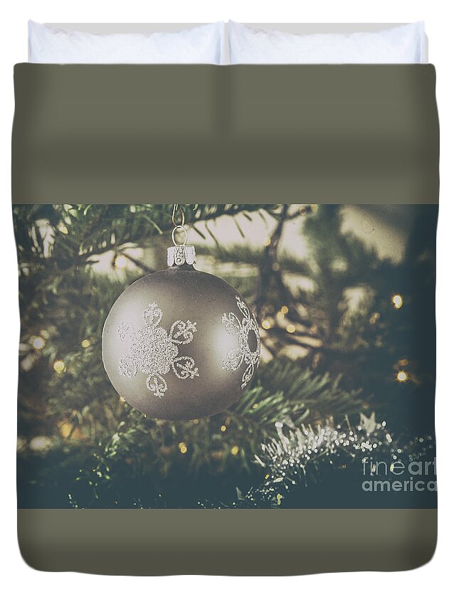 Abstract Duvet Cover featuring the photograph Christmas silver by Patricia Hofmeester