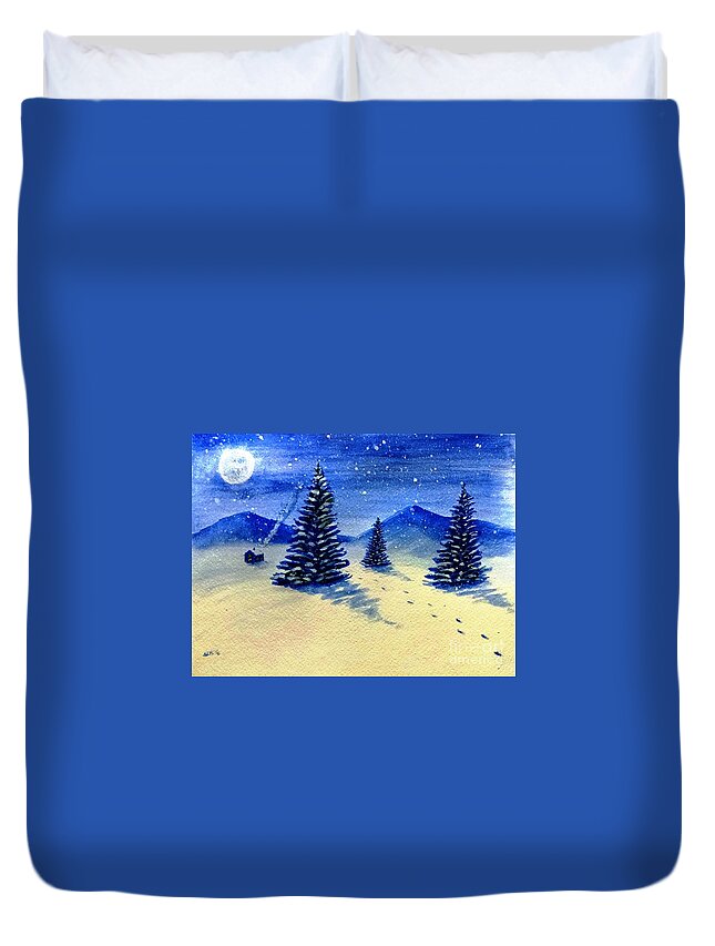 Christmas Duvet Cover featuring the painting Christmas Snow by Stacy C Bottoms