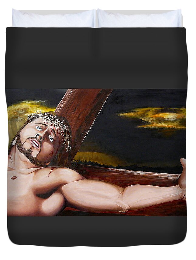 Christ Duvet Cover featuring the painting Christ's Anguish by Vic Ritchey