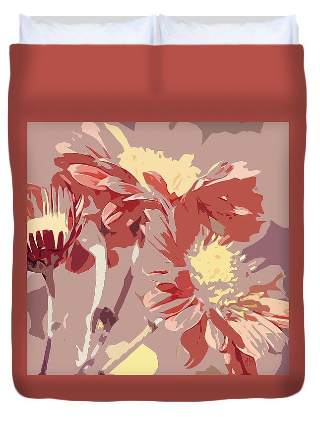 Pattern Duvet Cover featuring the digital art Chrysanthemums by Irina Effa