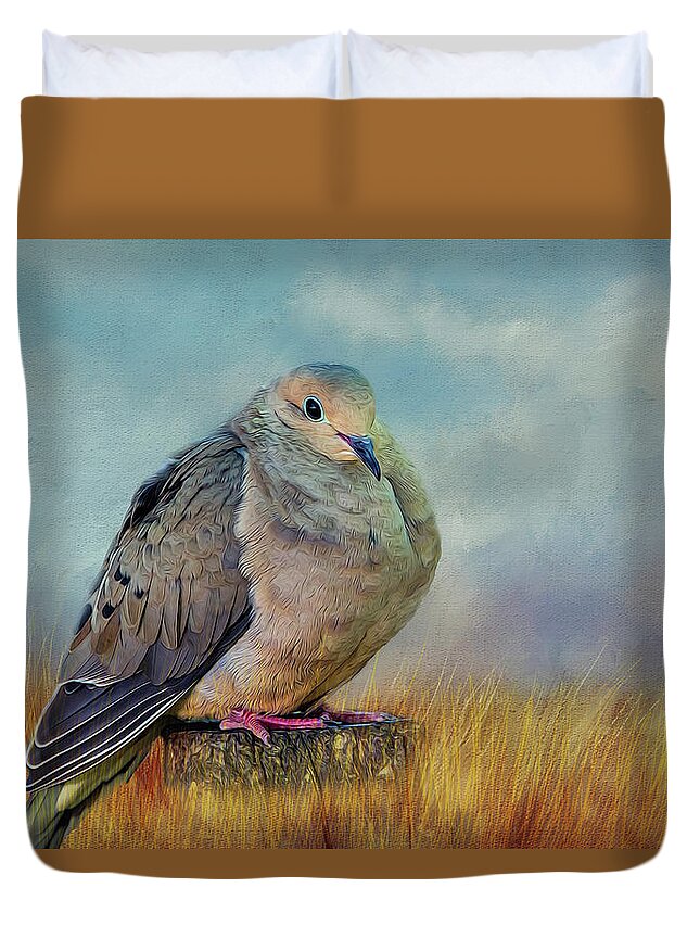 Dove Duvet Cover featuring the photograph Chubby Dove by Cathy Kovarik