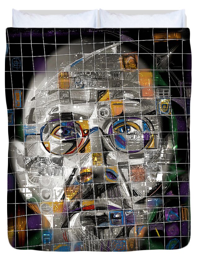 Chuck Close Duvet Cover featuring the mixed media Chuck Close by Russell Pierce