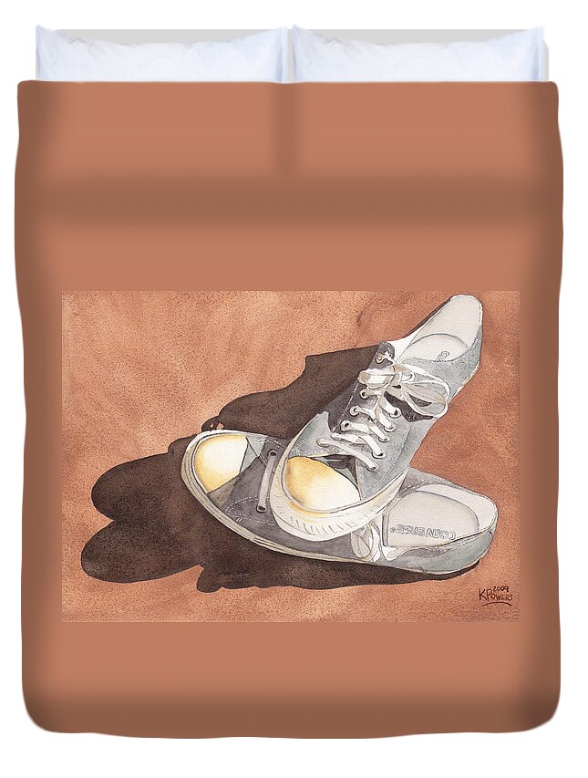 Shoes Duvet Cover featuring the painting Chucks by Ken Powers