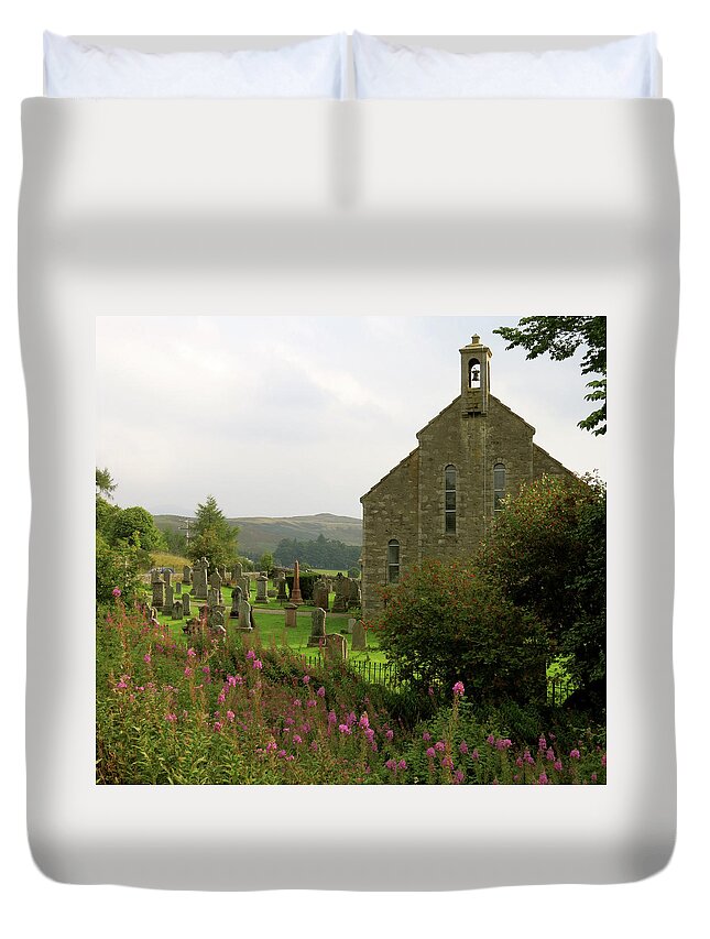 Churchyard Duvet Cover featuring the photograph Church in Isle of Skye by Azthet Photography