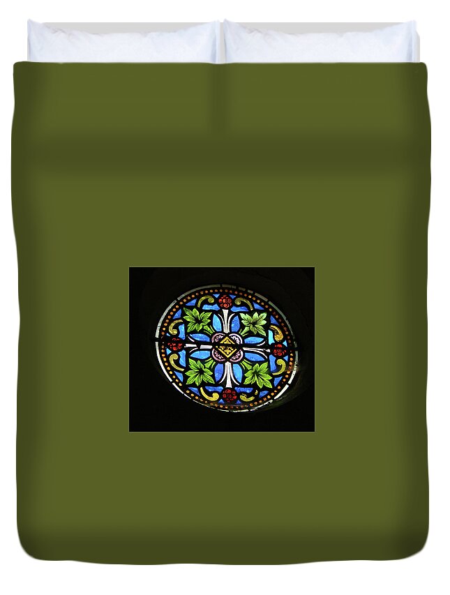 Stained Glass Window Duvet Cover featuring the glass art Church of Saint-Nicolas by Photographer Vassil