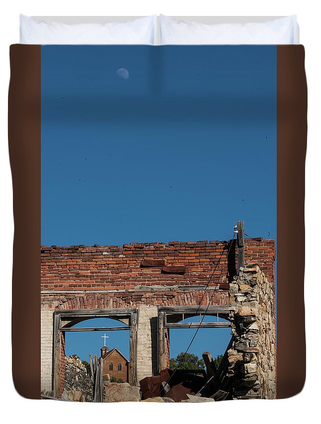 Nevada Duvet Cover featuring the photograph Church Ruins 2 Belmont Nevada by Lawrence S Richardson Jr