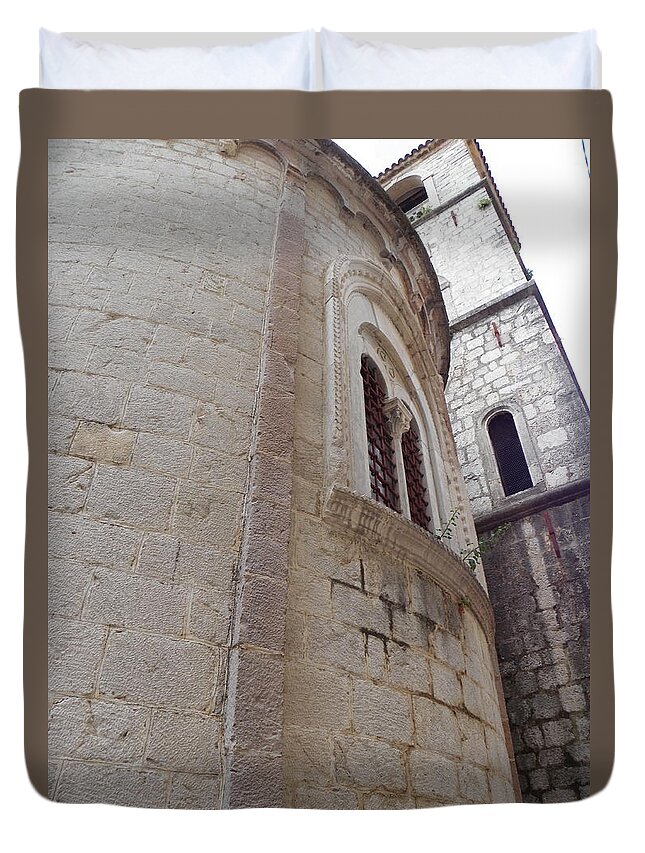 Old Church Duvet Cover featuring the photograph Church tower by Vineta Marinovic