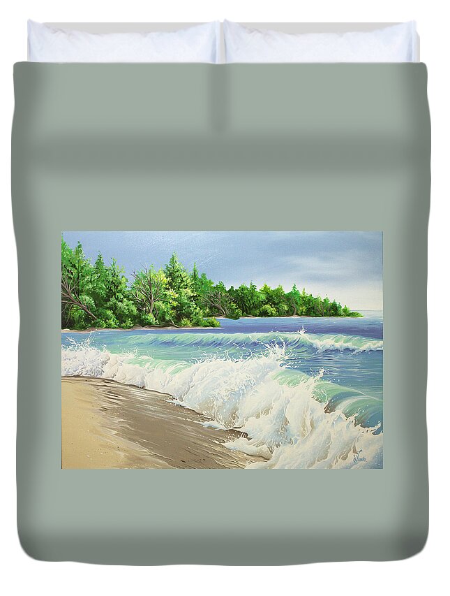 Acrylic Painting Duvet Cover featuring the painting Churning Sand by William Love
