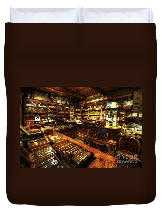 Art Duvet Cover featuring the photograph Cigar Shop by Yhun Suarez