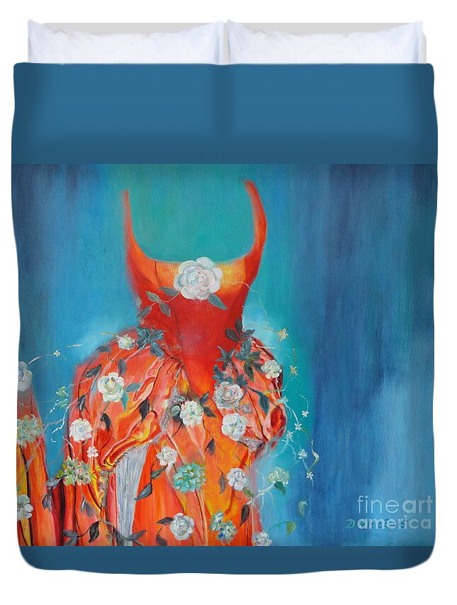 Fairy-tale Duvet Cover featuring the painting Cinderella by Dagmar Helbig