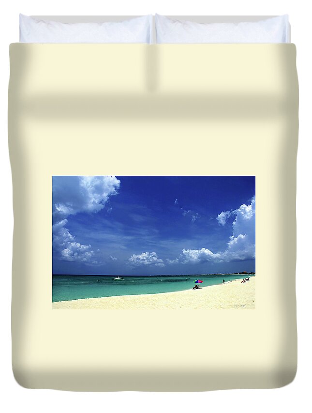 Grand Duvet Cover featuring the photograph Circle of Clouds on Grand Cayman by Marie Hicks