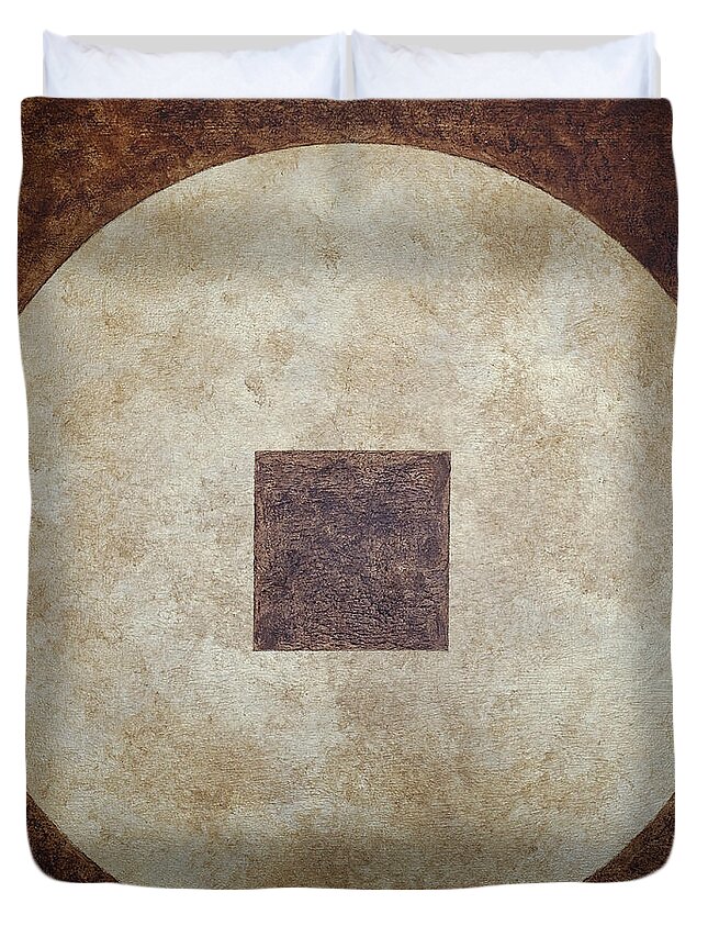 Neutral Duvet Cover featuring the painting Circle Square by Julie Niemela