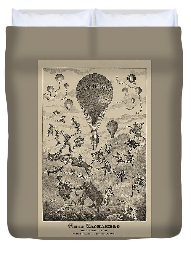 Vintage Duvet Cover featuring the drawing Circus Balloon by Vintage Pix