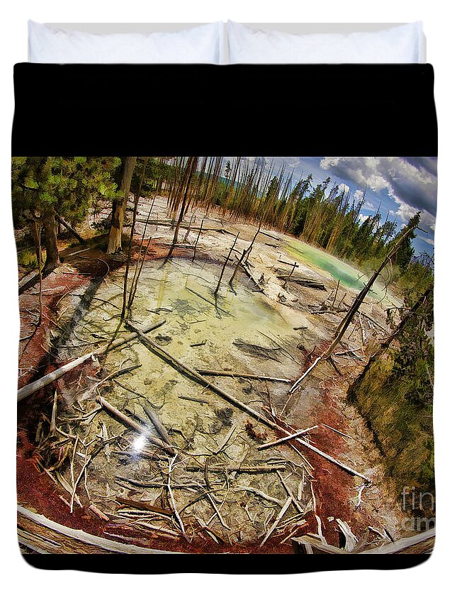 Cistern Spring Duvet Cover featuring the photograph Cistern Spring In Yellowstone by Blake Richards