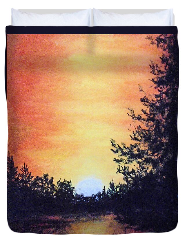 Sunset Painting Duvet Cover featuring the painting Citrin Cleansed by Jen Shearer