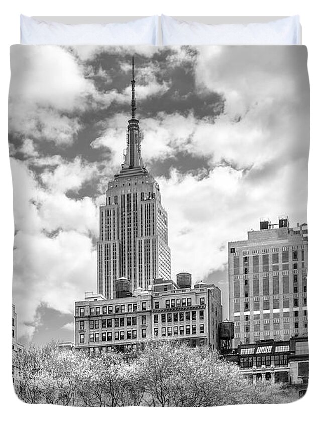 Empire State Building Duvet Cover featuring the photograph City Of Cabs by Az Jackson