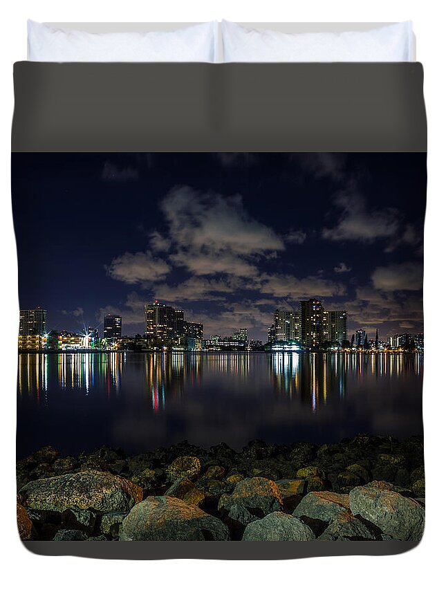 Aerial Duvet Cover featuring the photograph City of Sunny Isles Beach Florida by Rob Sellers