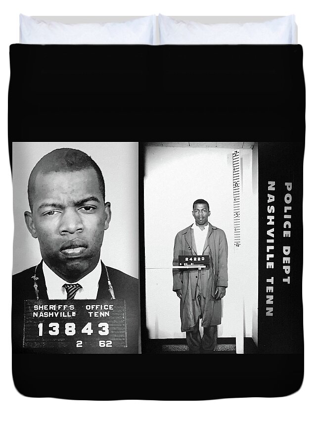 Civil Duvet Cover featuring the photograph Civil Rights Leader John Lewis Mugshot by Digital Reproductions