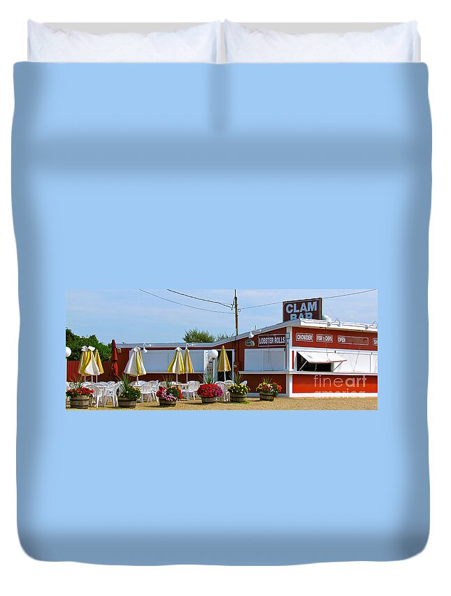 Beachy Duvet Cover featuring the photograph Clam Bar by Beth Saffer