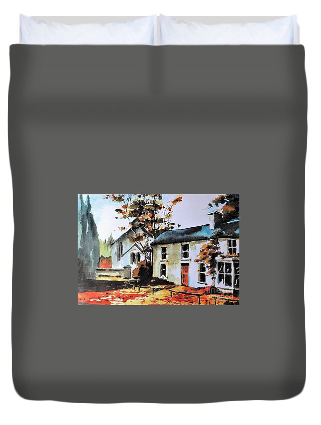  Duvet Cover featuring the painting Clara Vale, Wicklow. by Val Byrne