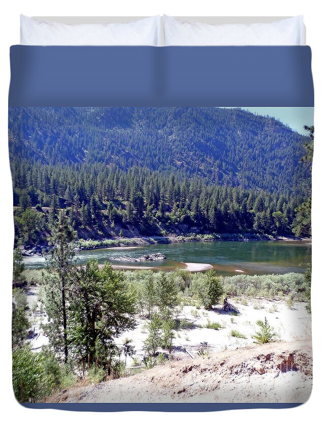 Clark Fork River Duvet Cover featuring the photograph Clark Fork River Missoula Montana by Kay Novy