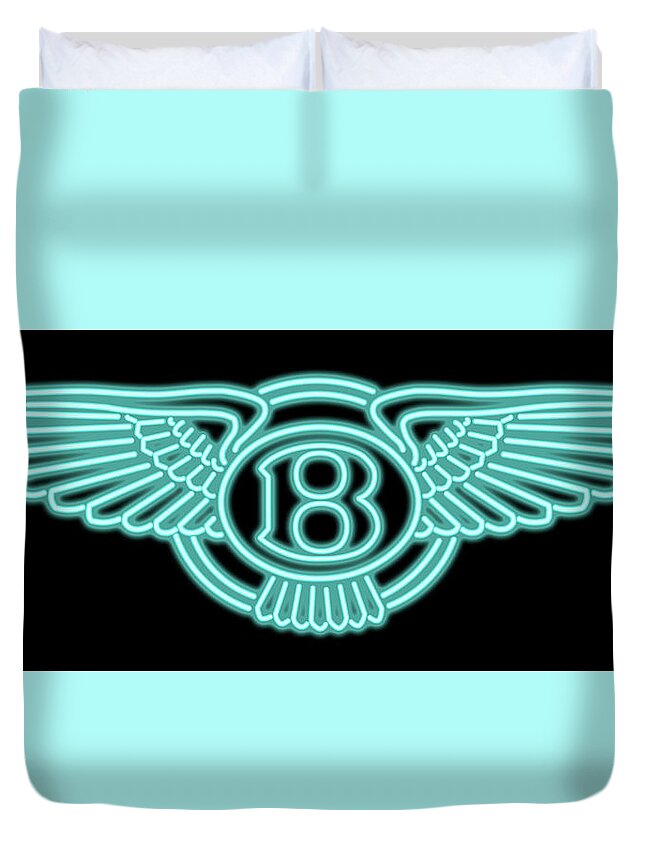 Bentley Duvet Cover featuring the digital art Classic Bentley Neon Sign by Ricky Barnard