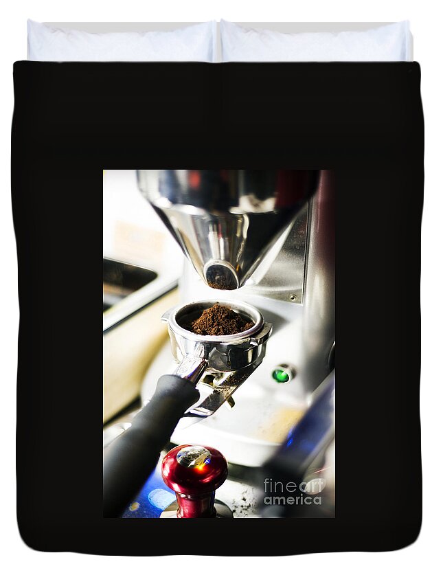 Accessory Duvet Cover featuring the photograph Classic Coffee Bean Grinder Detail by JM Travel Photography