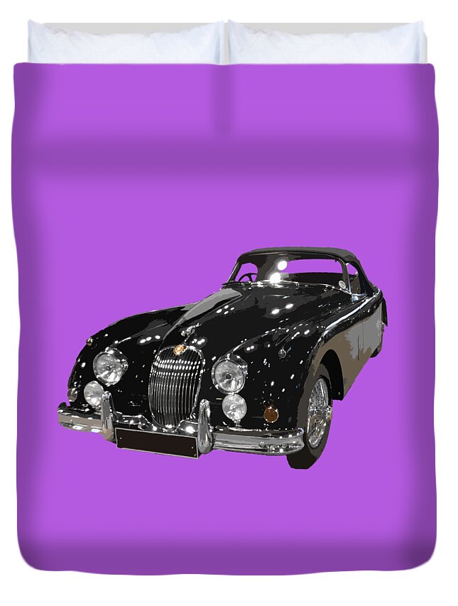 Digital Art Duvet Cover featuring the digital art Classic Jaguar in black art by Francesca Mackenney