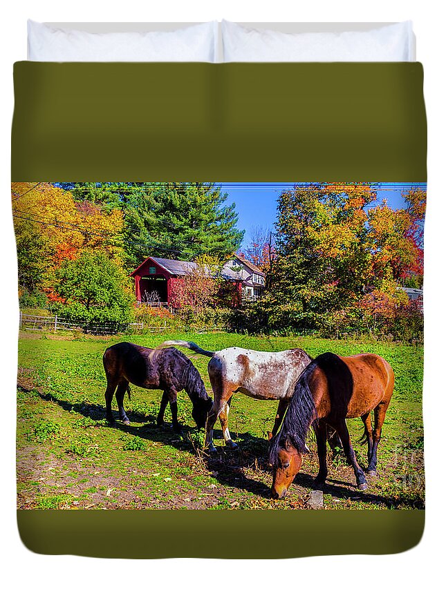 Fall Foliage Duvet Cover featuring the photograph Classic Vermont Scene by Scenic Vermont Photography