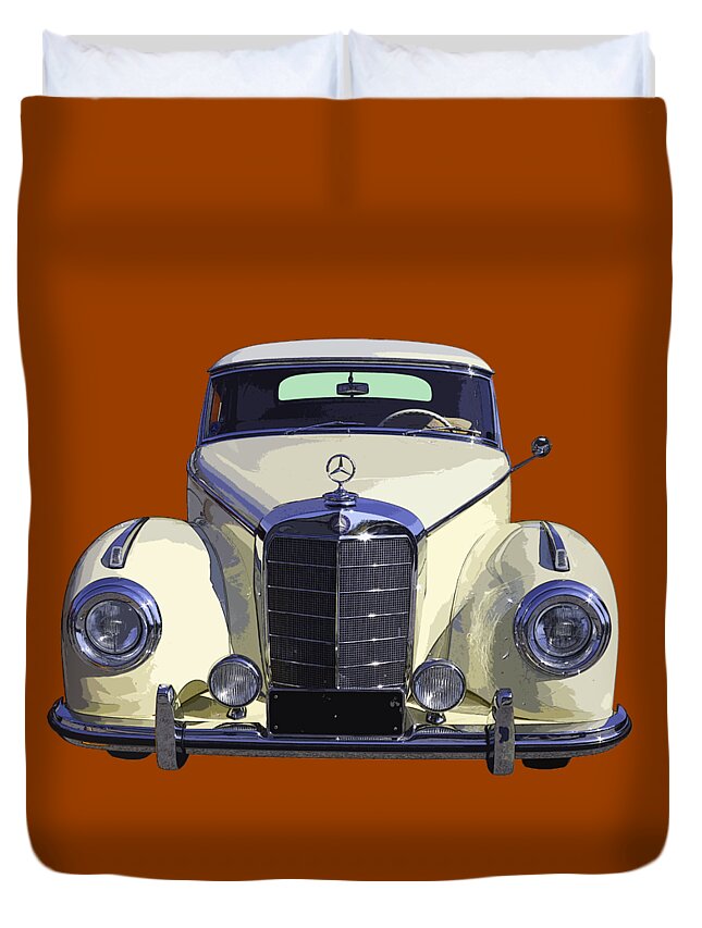 Mercedes Benz 300 Duvet Cover featuring the photograph Classic White Mercedes Benz 300 by Keith Webber Jr