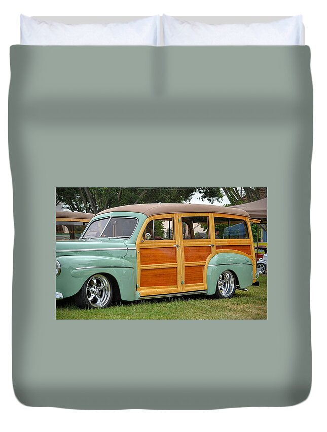 Car Duvet Cover featuring the photograph Classic Woodie by Dean Ferreira
