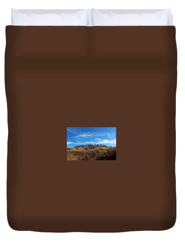 Mountain Duvet Cover featuring the photograph Clear Skies by Samantha Burrow