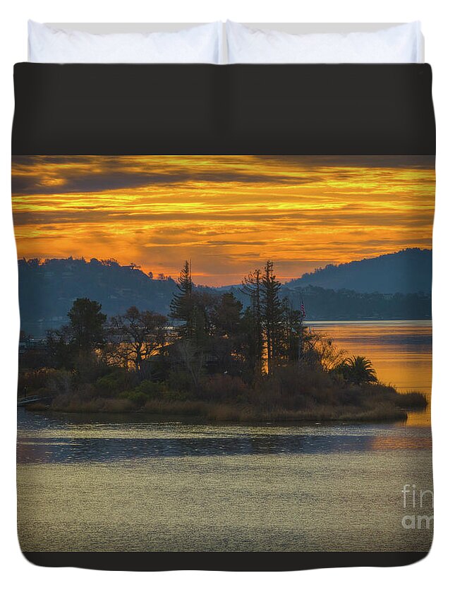 Clearlake Gold Duvet Cover featuring the photograph Clearlake Gold by Mitch Shindelbower