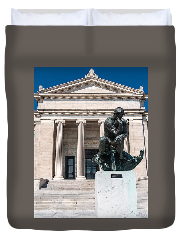 Cleveland Duvet Cover featuring the photograph Cleveland Museum of Art, The Thinker by Stewart Helberg