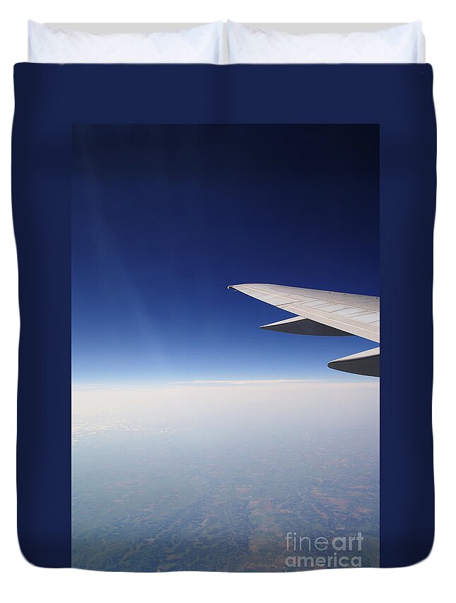 Airplane Duvet Cover featuring the photograph Climb Higher by Linda Shafer