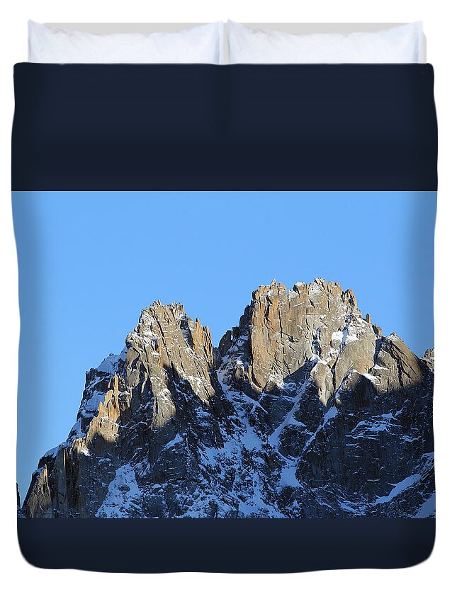 Mountain Duvet Cover featuring the photograph Climbers Sunlit Challenge by Pat Speirs