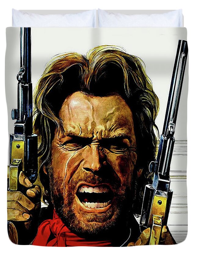 Clint Eastwood As Josey Wales Duvet Cover featuring the mixed media Clint Eastwood As Josey Wales by David Dehner