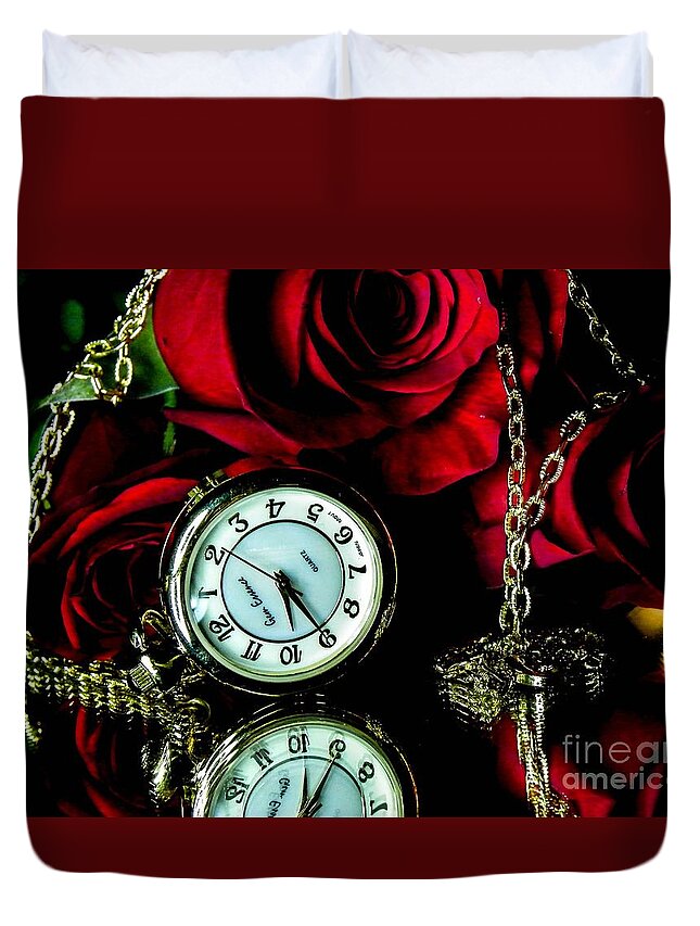 Flowers Duvet Cover featuring the photograph Clock-rose by Gerald Kloss