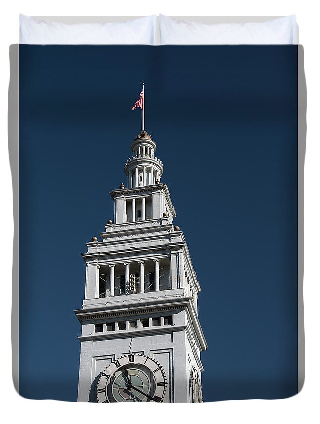Built Duvet Cover featuring the photograph Clock tower of the train station in San Francisco by Amanda Mohler