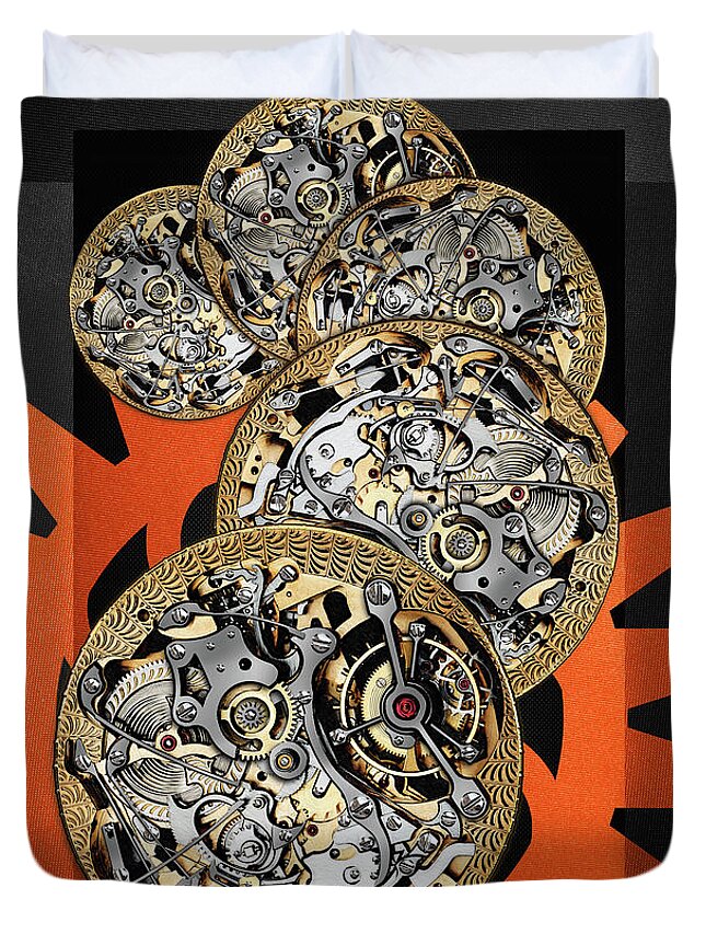 'visual Art Pop' Collection By Serge Averbukh Duvet Cover featuring the digital art Clockwork Orange - 3 of 4 by Serge Averbukh