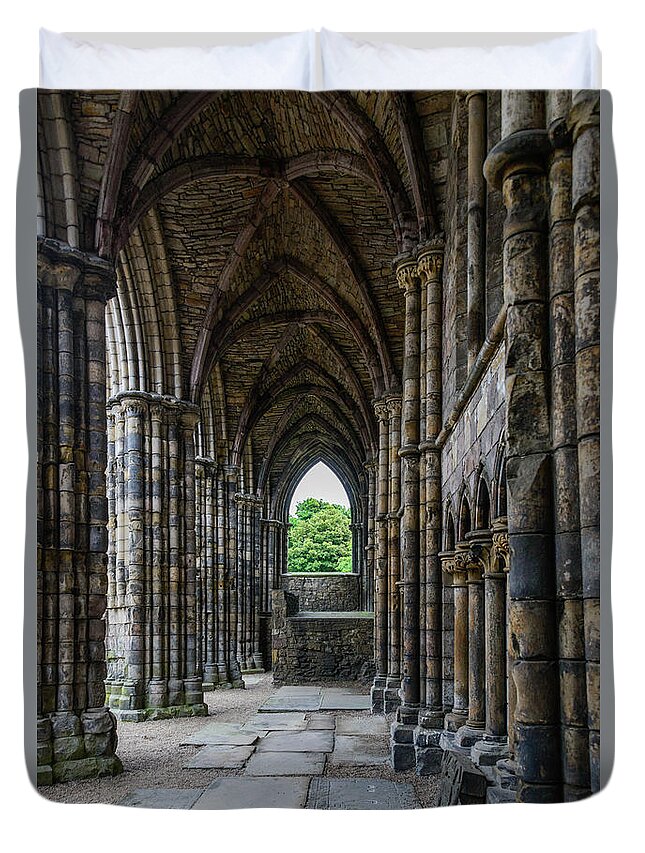 Abbey Duvet Cover featuring the photograph Cloisters of Holyrood Abbey by Elvis Vaughn