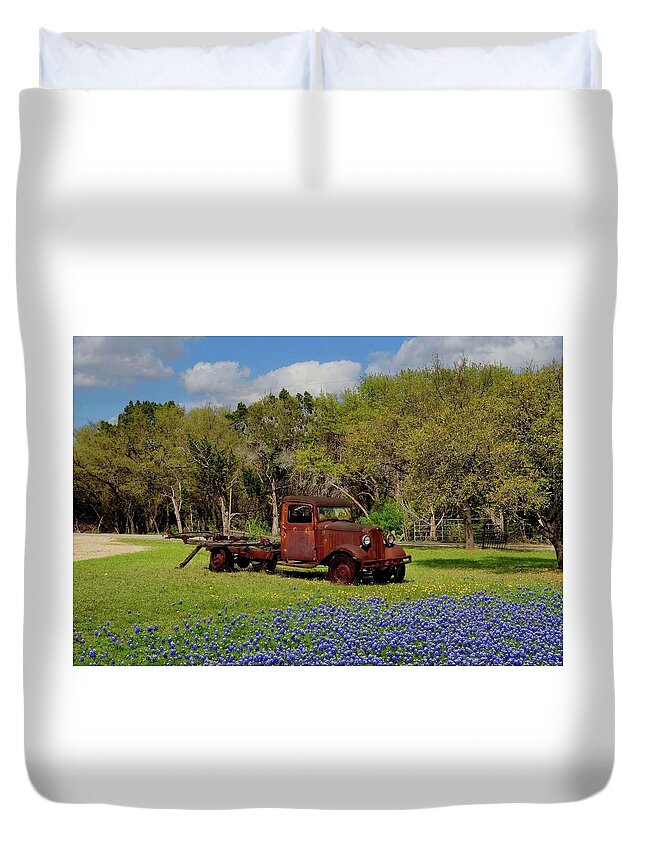 Pickup Duvet Cover featuring the photograph Close up of Rusty Pickup by Janette Boyd