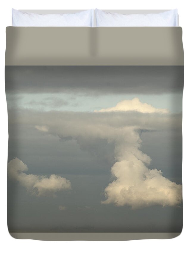 Sky Duvet Cover featuring the photograph Cloud Breaks Through Cloud by Adrian Wale