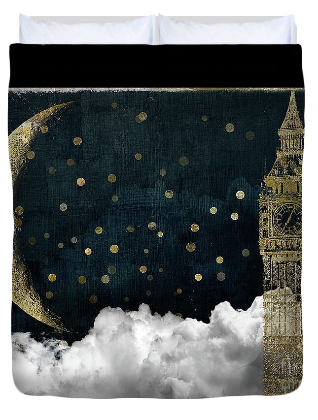 Tower Of London Duvet Cover featuring the painting Cloud Cities London by Mindy Sommers