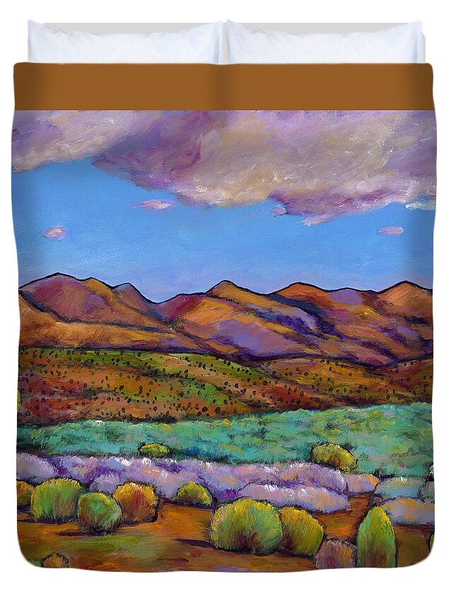 Southwest Landscape Duvet Cover featuring the painting Cloud Cover by Johnathan Harris