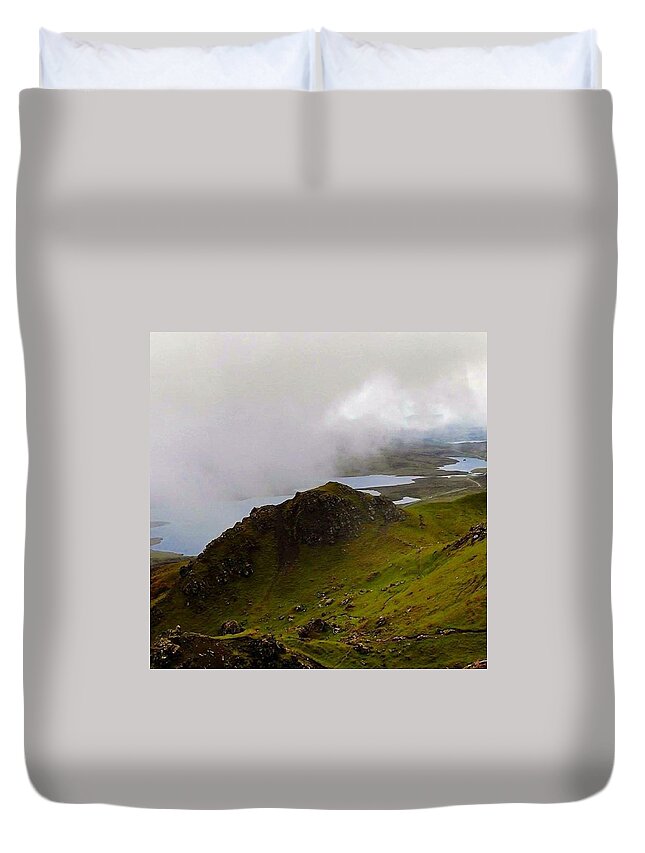 Mountains Duvet Cover featuring the photograph Cloud Lying Low On The Hills Of Skye - by Charlotte Cooper