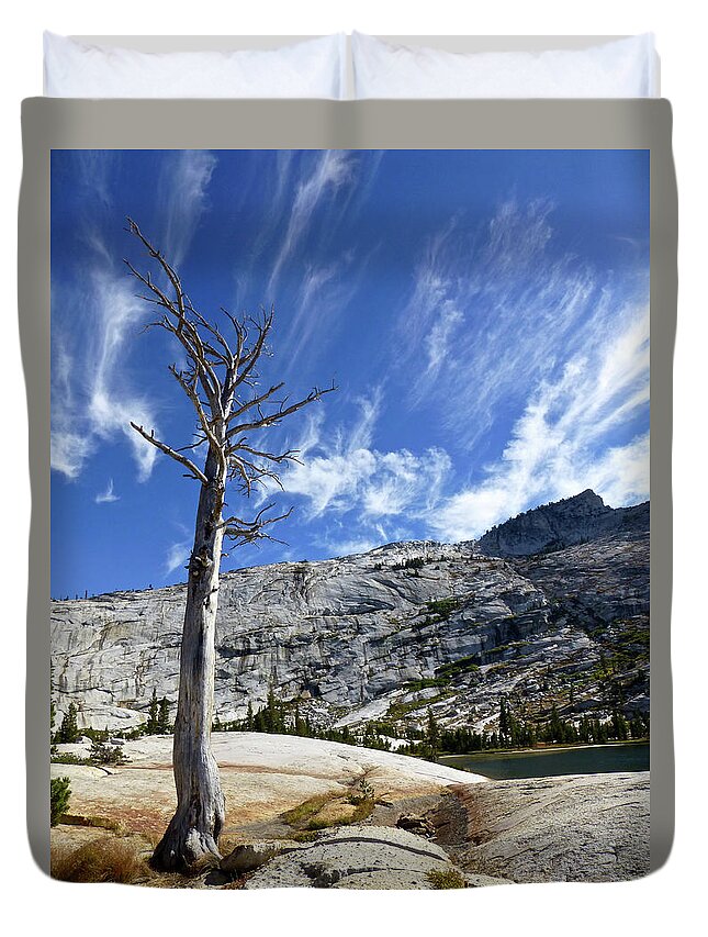 Yosemite Duvet Cover featuring the photograph Cloud Stretch Lower Cathedral Lake by Amelia Racca
