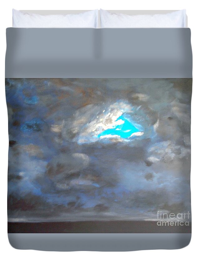 Cloud Duvet Cover featuring the painting Cloudhole by Pilbri Britta Neumaerker
